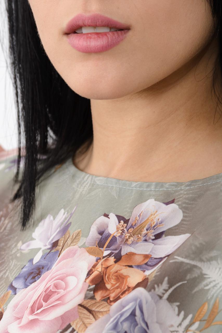 Блузка женская со шнурком Розы 151 3XL Green - фото 7