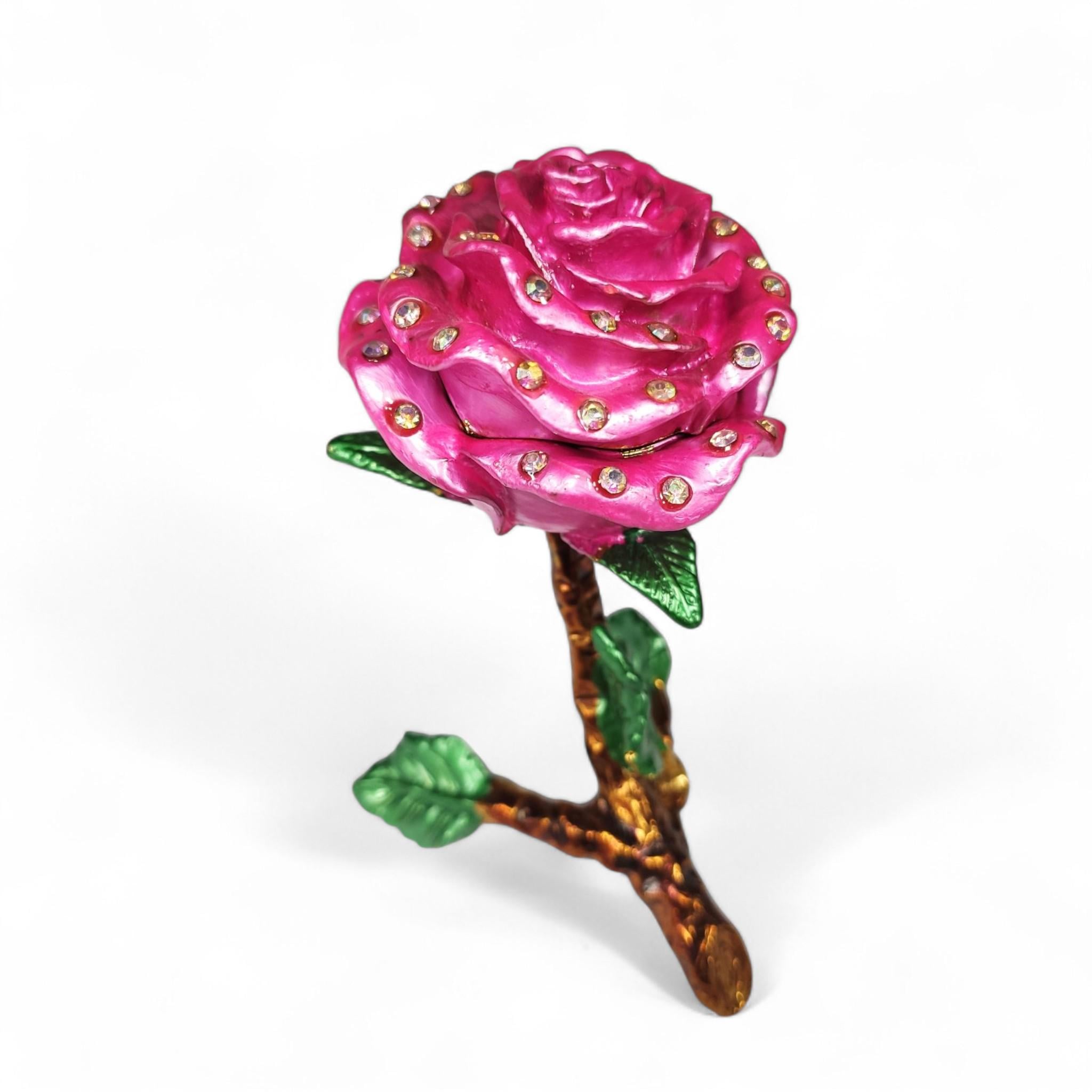 Скринька для прикрас металева Троянда з декоративними стразами Червоний (B_4242-2Pink)