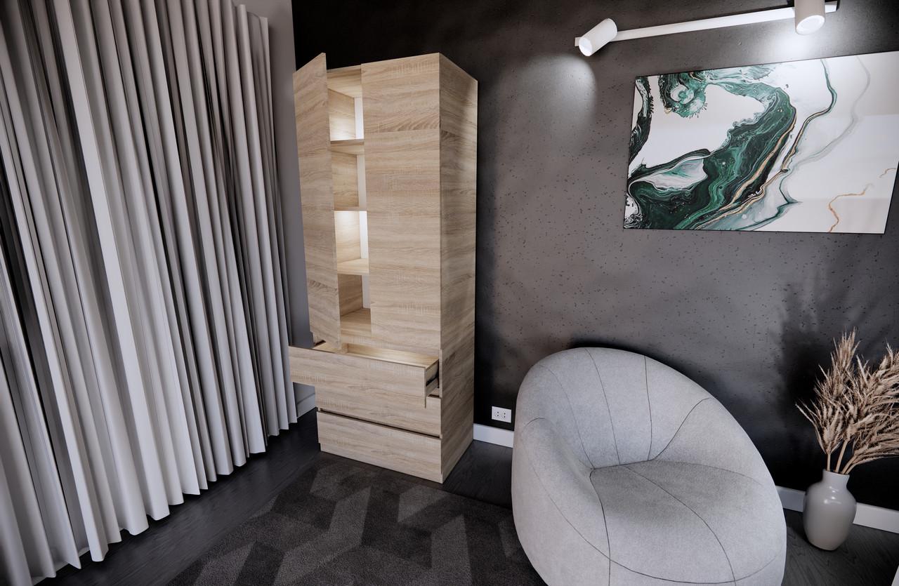 Шкаф MEBEX на 3 ящика с 3 полками 80х50х210 см Дуб Сонома (VX3B3SDS) - фото 1