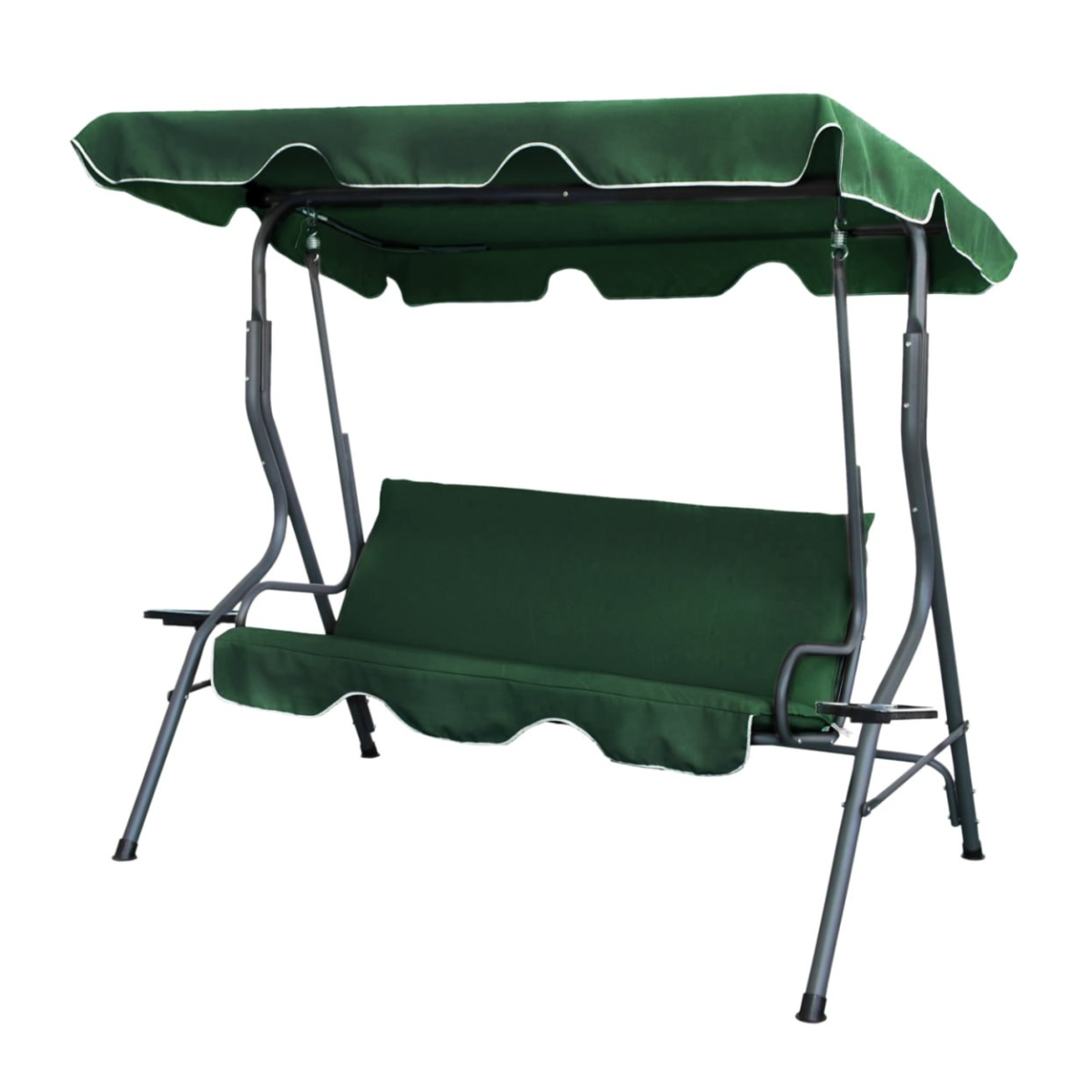 Качели садовые трехместные GardenLine KRE0742 170x110x153 см с навесом Зеленый