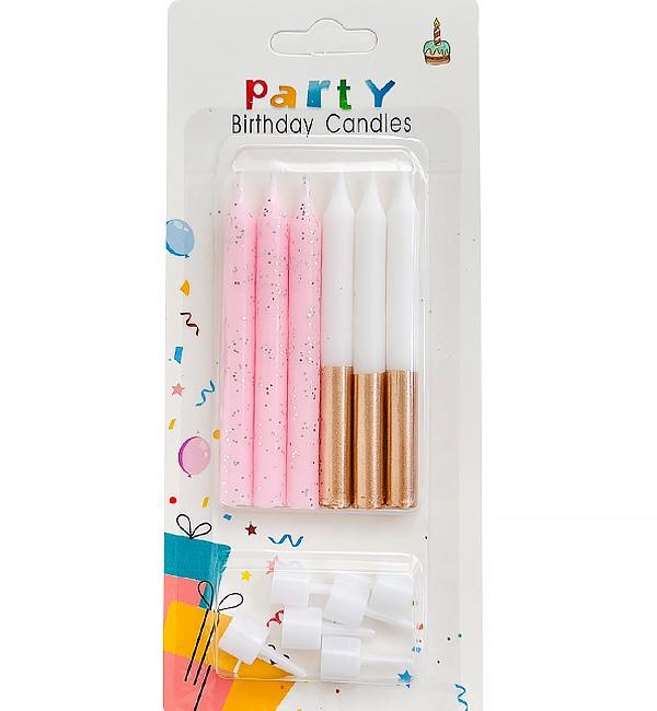 Свечи для торта 8 см 6 шт. Pink/Gold (13449649) Свечи для торта 8 см 6 шт. Pink/Gold (13449649)