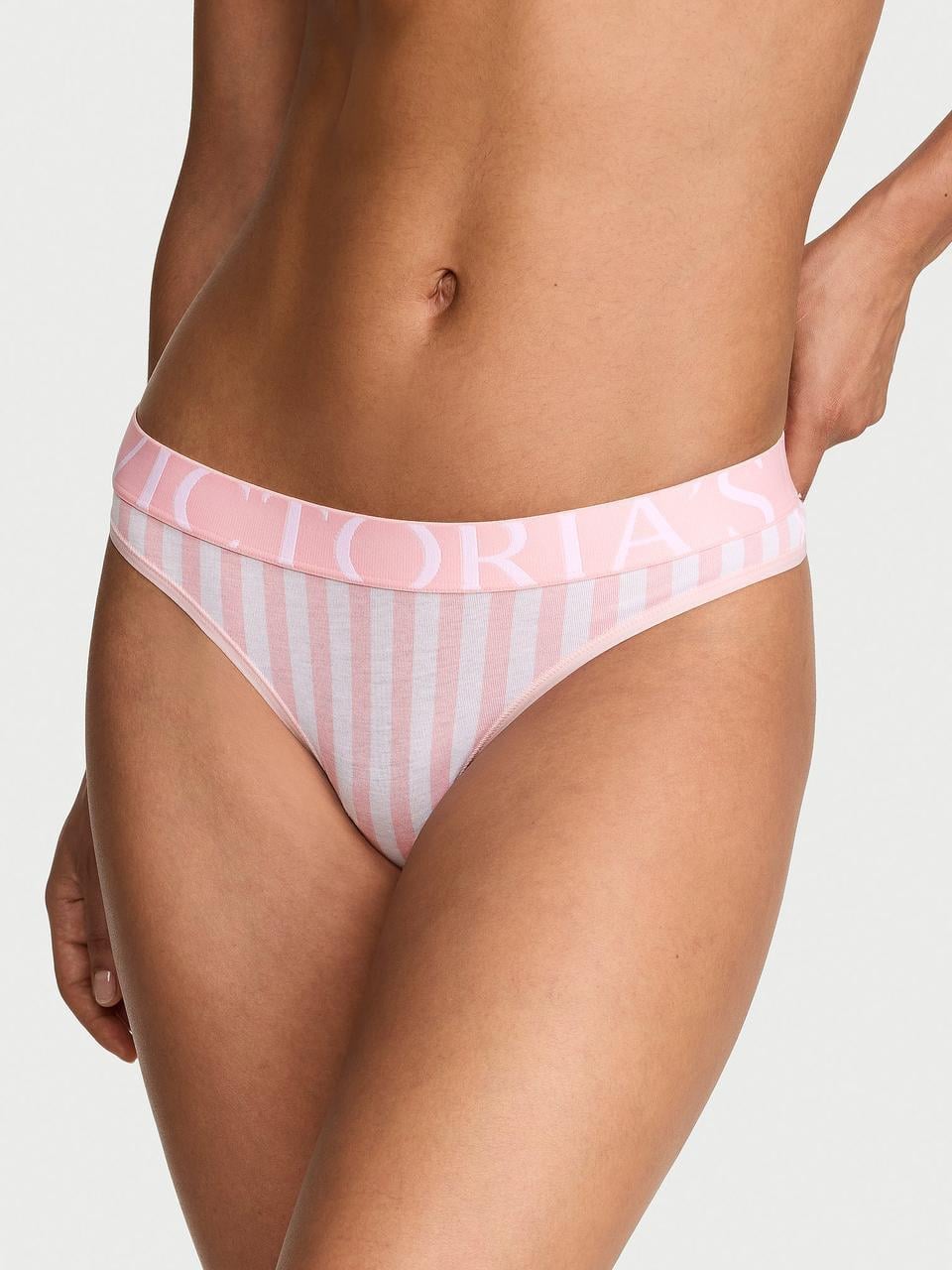 Трусики женские Victoria's Secret Exploded Logo Cotton Thong XXL Розовый (3088184084)