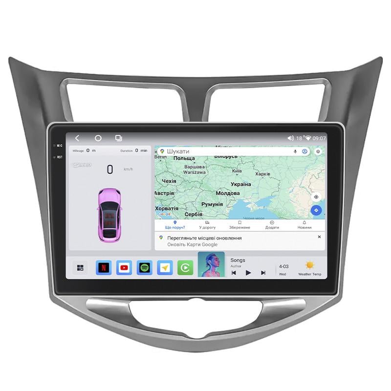 Автомагнитола штатная Lesko QLED CarPlay/4G/Wi-Fi/GPS/360° для Hyundai Accent IV 2010-2017 4/64Gb 10" (2315278718)