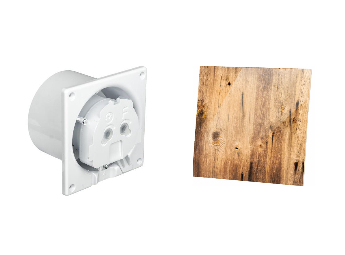 Вентилятор витяжний AirRoxy dRim 100 RMS BB на кулькових підшипниках з таймером/датчиком руху/скляною панеллю Коричнева глянець