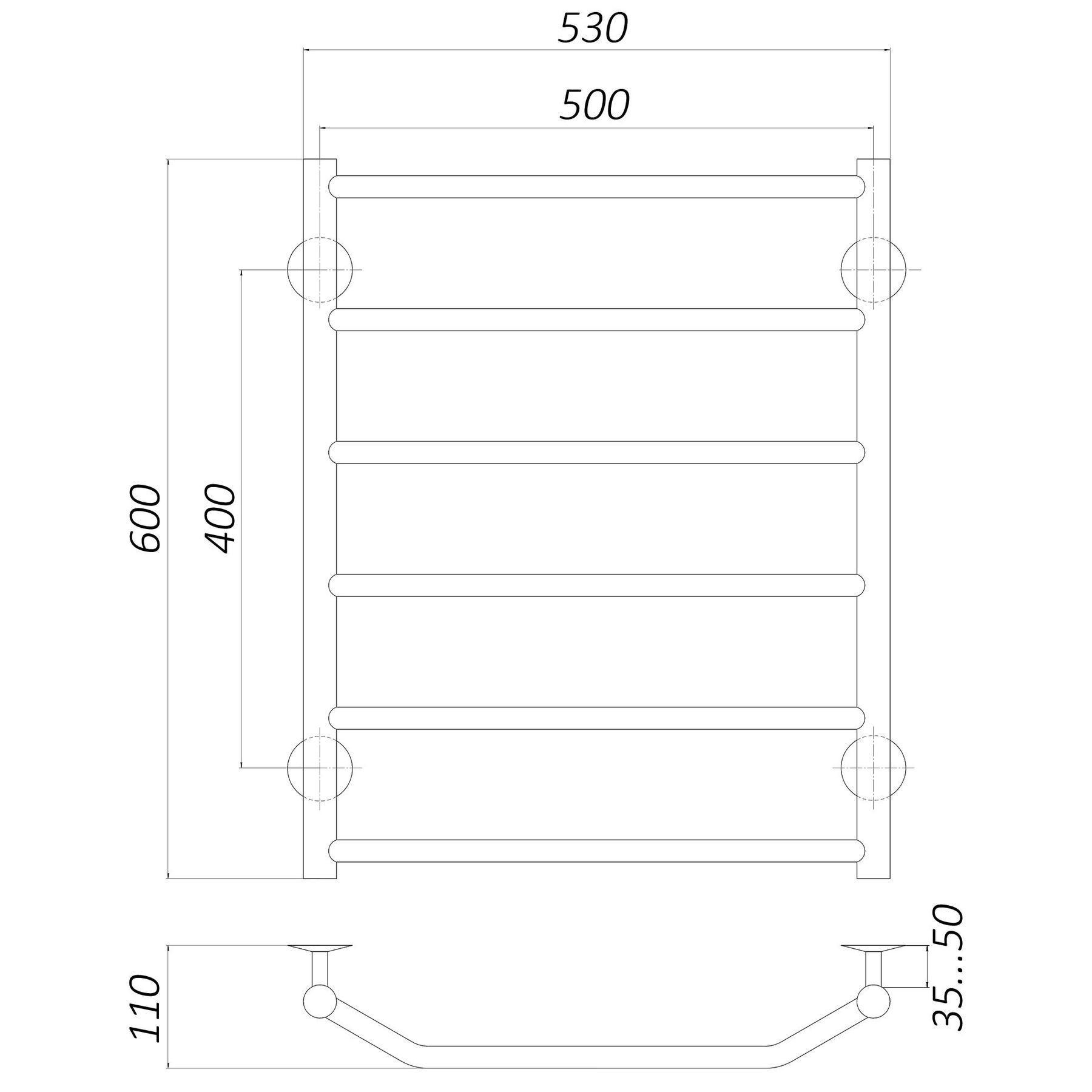 Полотенцесушитель UNIO LT W 600-500-6 Лестница Трапеция (20645) - фото 4 Полотенцесушитель UNIO LT W 600-500-6 Лестница Трапеция (20645) - фото 4
