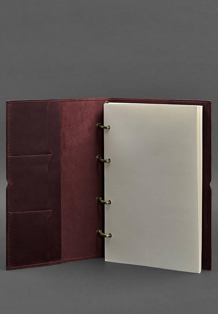 Блокнот шкіряний Софт-бук 9.0 Crazy Horse А4 на кільцях в м'якій обкладинці Бордовий (A-027505) - фото 5