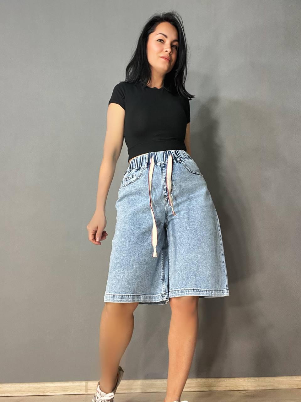 Шорты женские джинсовые Vanver 8202 бермуды с резинкой стрейчевые р. 29 Голубой (4182) - фото 6 Шорты женские джинсовые Vanver 8202 бермуды с резинкой стрейчевые р. 29 Голубой (4182) - фото 6