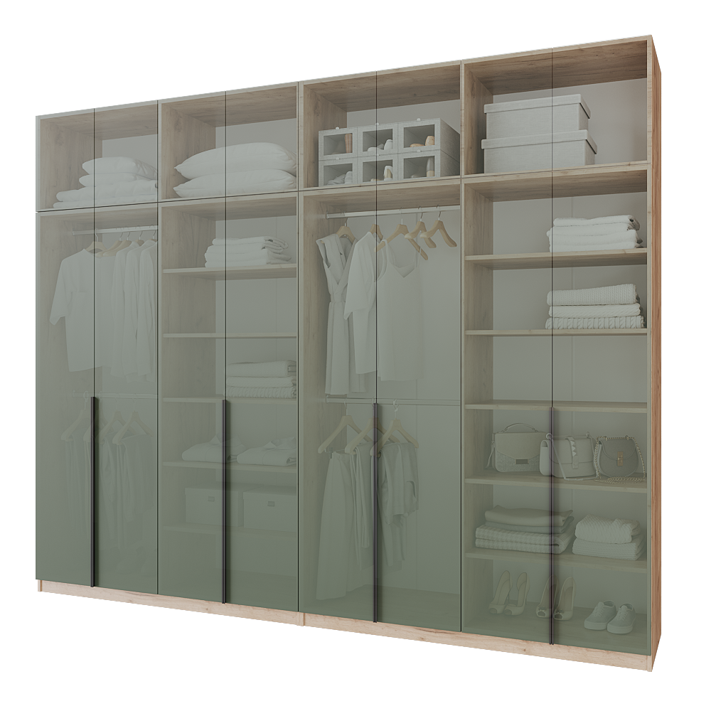 Шафа розпашна з антресолью Меблітренд Чиназес Чиа-3200.5 3200х500х2550 мм Дуб крафт золотий/Зелений димчастий (26937779) - фото 3 Шафа розпашна з антресолью Меблітренд Чиназес Чиа-3200.5 3200х500х2550 мм Дуб крафт золотий/Зелений димчастий (26937779) - фото 3