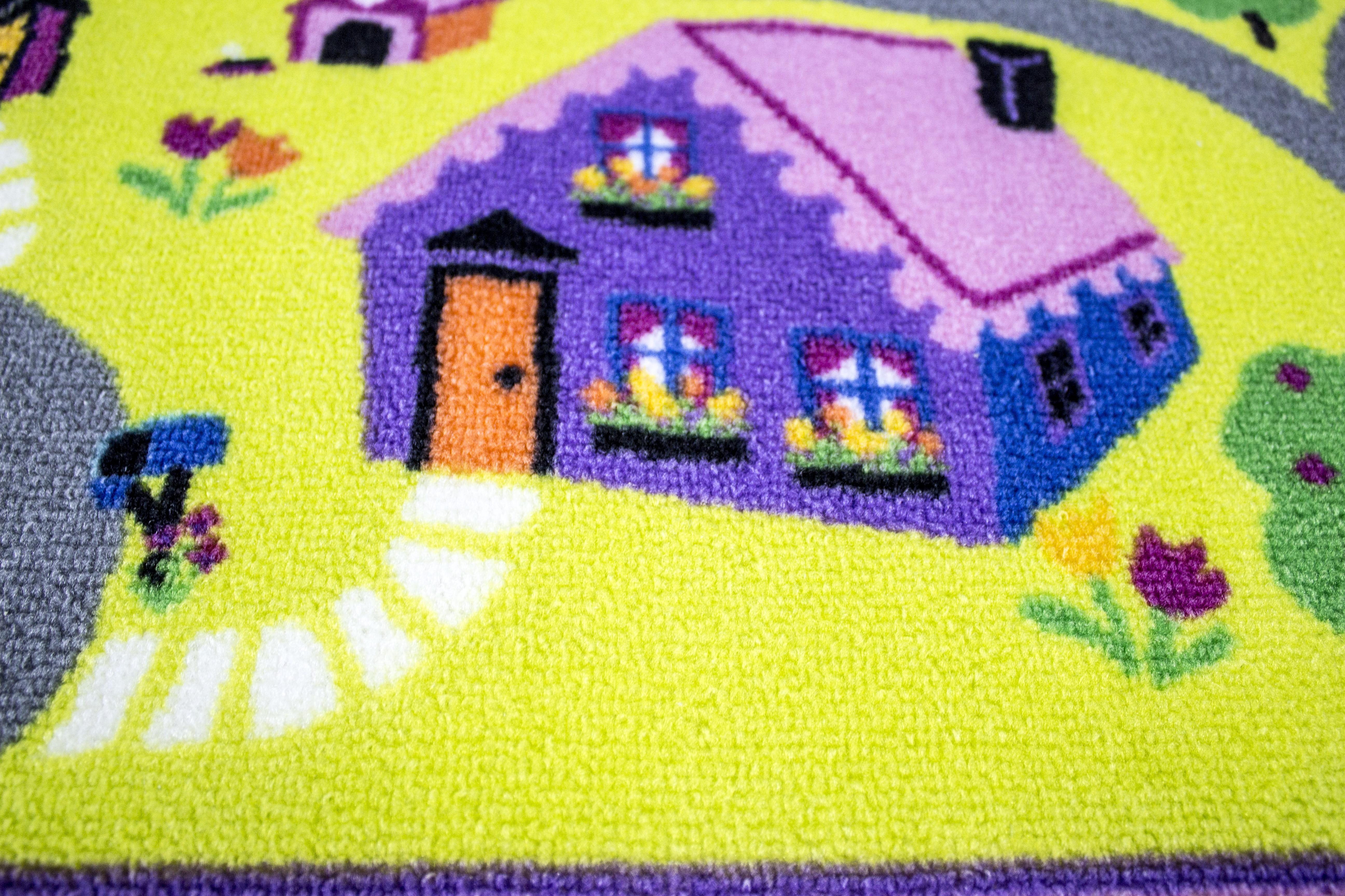 Коврик детский для девочек Город 100x150 см Розовый (24904913) - фото 9