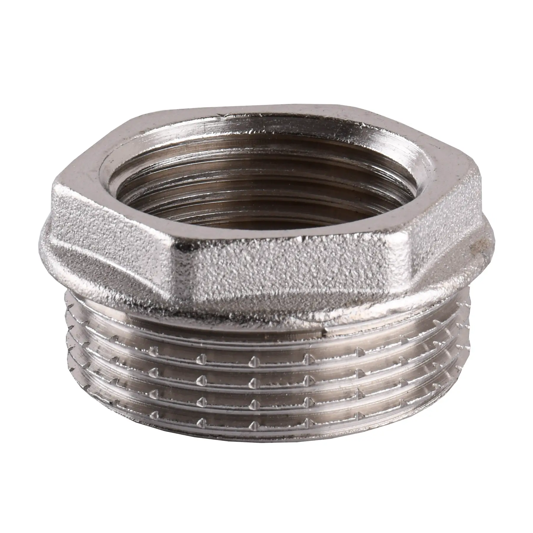 Футорка никелированная штампованная 1 1/4" ЗРх1" ВР (А0712Анк VA) Футорка никелированная штампованная 1 1/4" ЗРх1" ВР (А0712Анк VA)