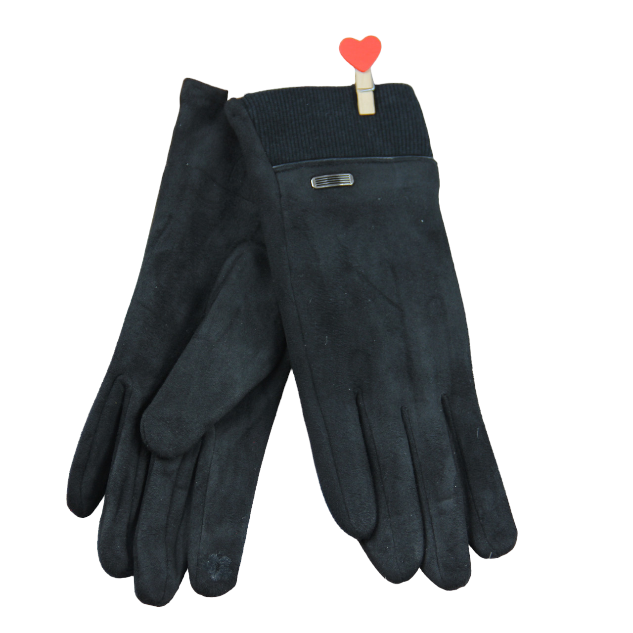 Перчатки женские сенсорные велюровые на флисе с заклепкой S-M (34084)