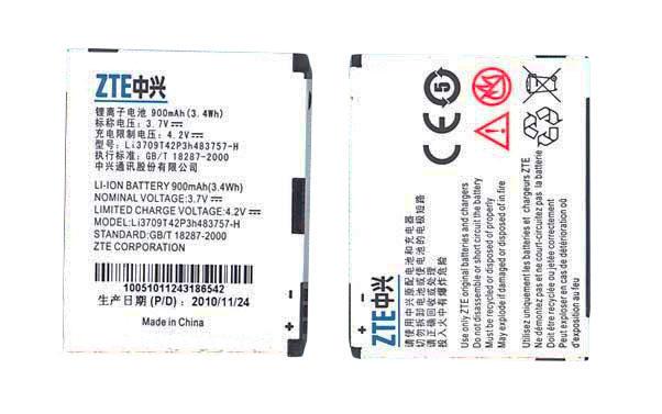 Аккумулятор для смартфона ZTE Li3710T42P3h483757 E810 3,7V 900 mAh 3,33 Wh White