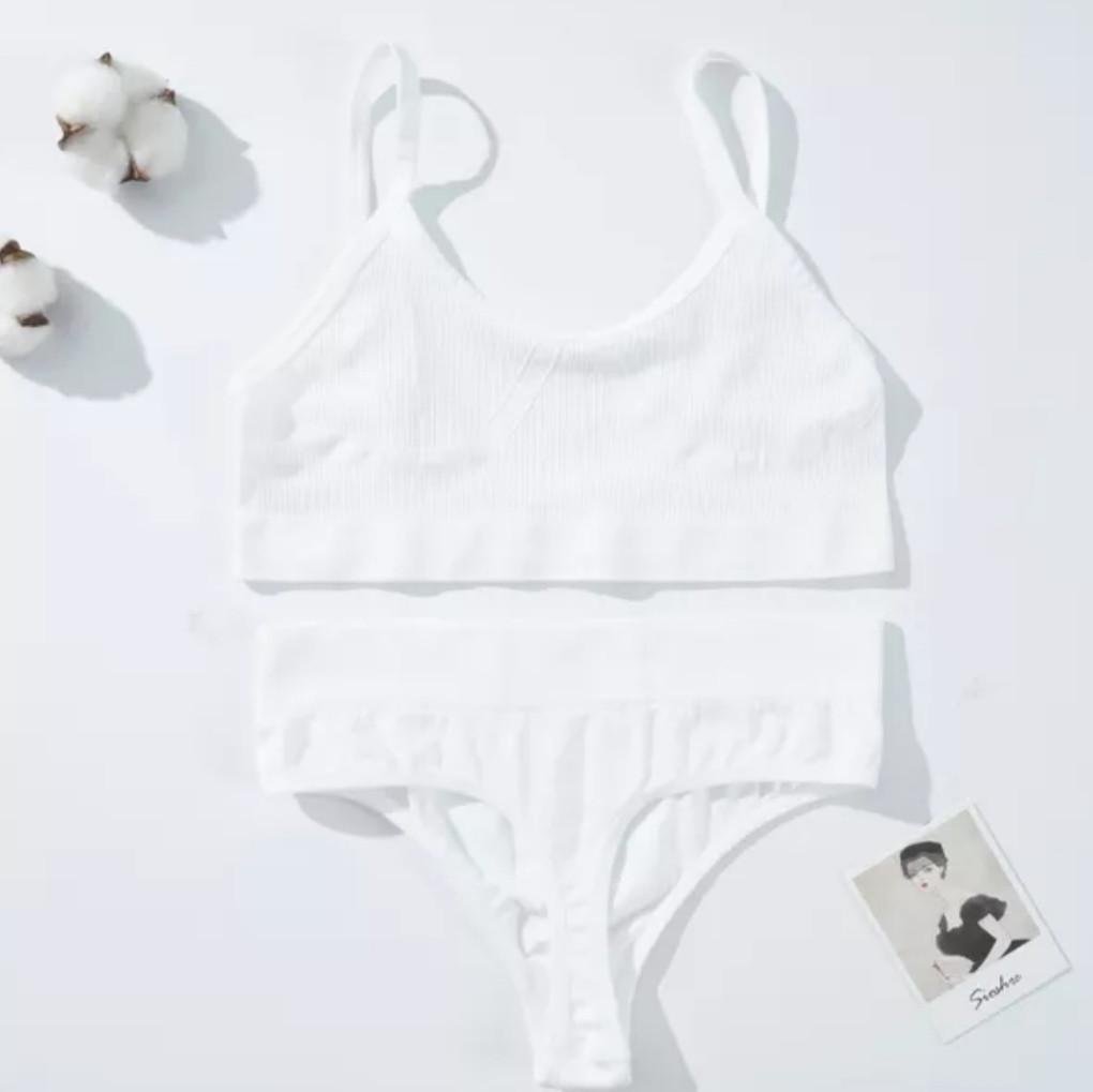 Комплект нижньої білизни в рубчик M/L Темно-пудровий (1710861742) - фото 4