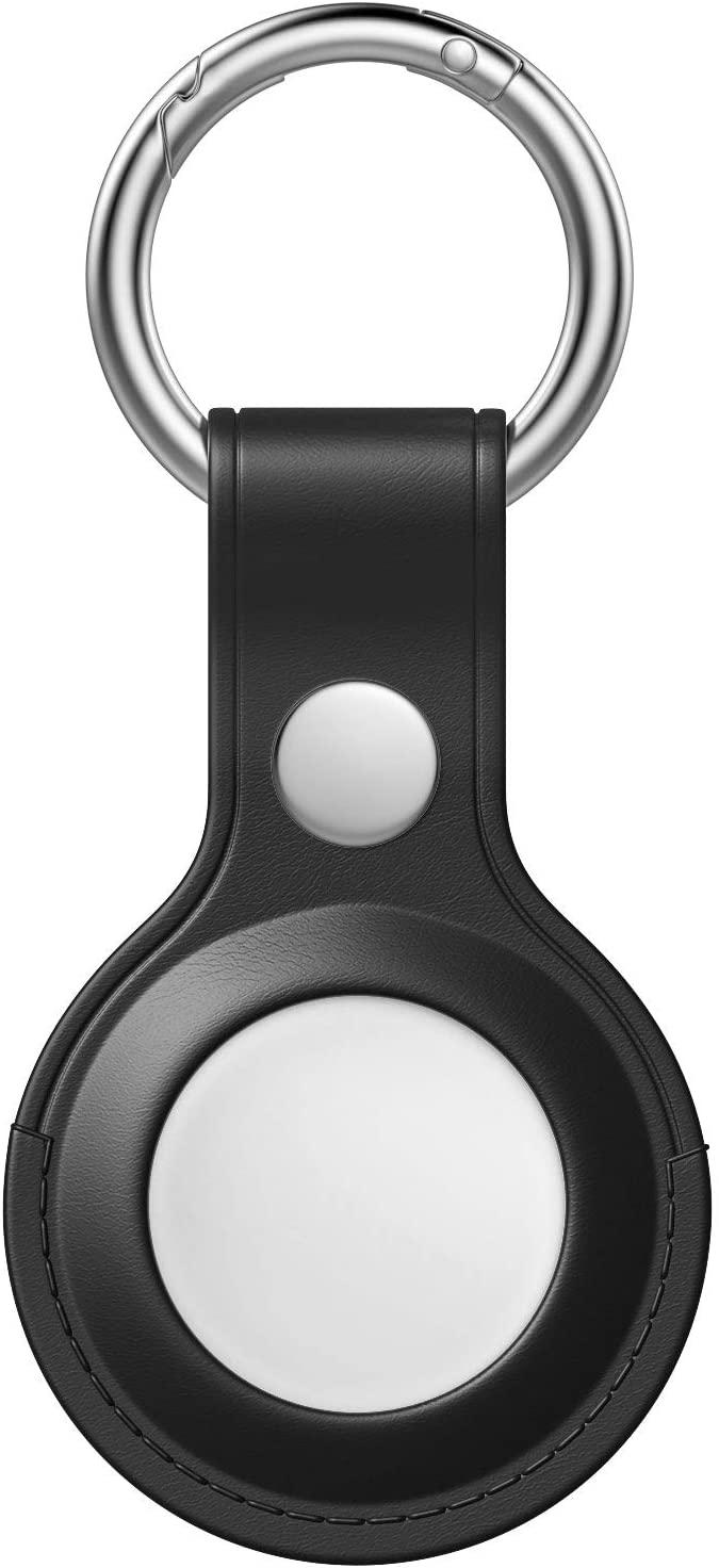 Чехол-брелок для AirTag MOKO Ring кожаный Black (MKBLLETH)