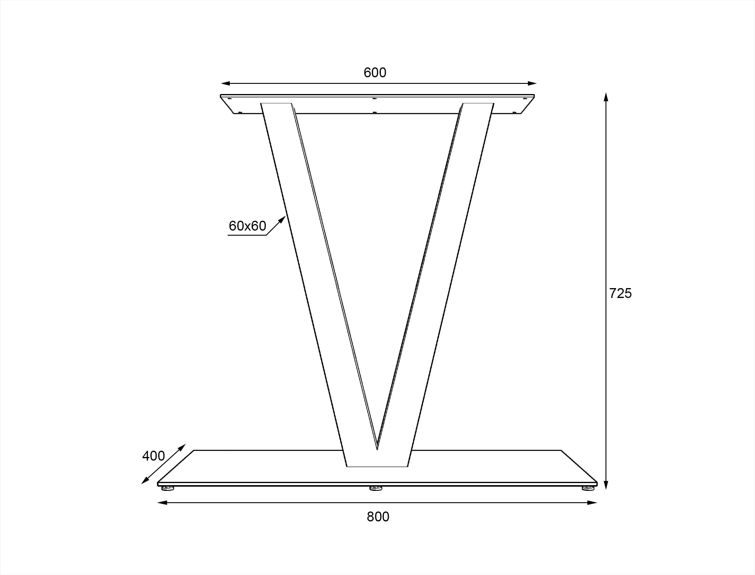 Опора для столу металева Lofty Серія 25 пластина 800х400 мм Чорний - фото 2