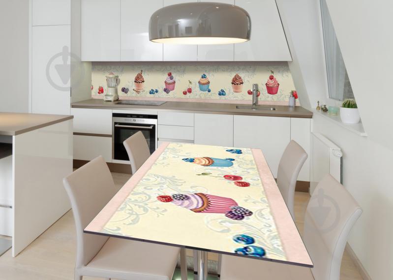 Наклейка 3Д виниловая на стол Zatarga «Акварельные пирожные» 600х1200 мм для домов, квартир, столов, кофейн