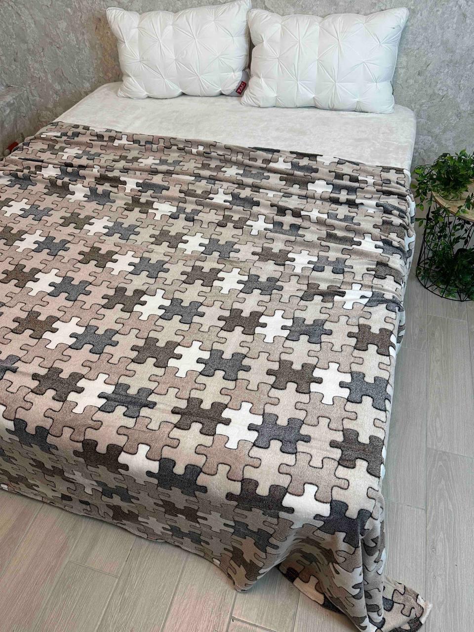 Плед з мікрофібри євро 200х220 см Коричневий (П4К-al-ncuk-006)