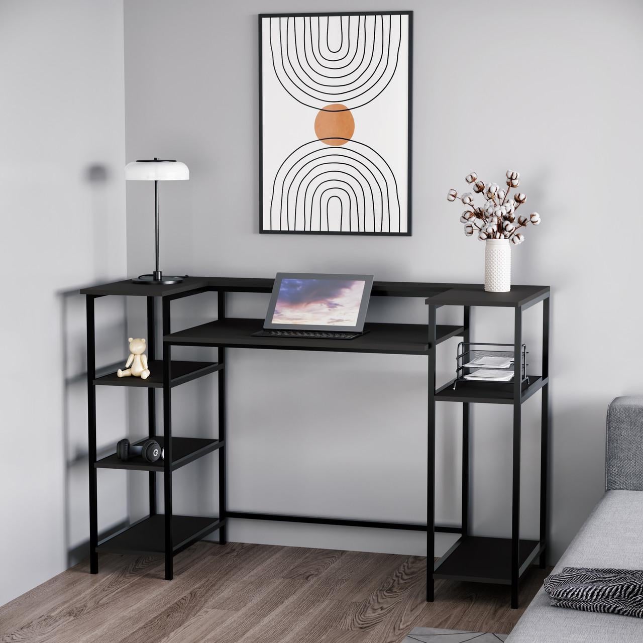 Стіл письмовий з полицями у стилі Лофт N-09 1500x600x900 мм Антрацит