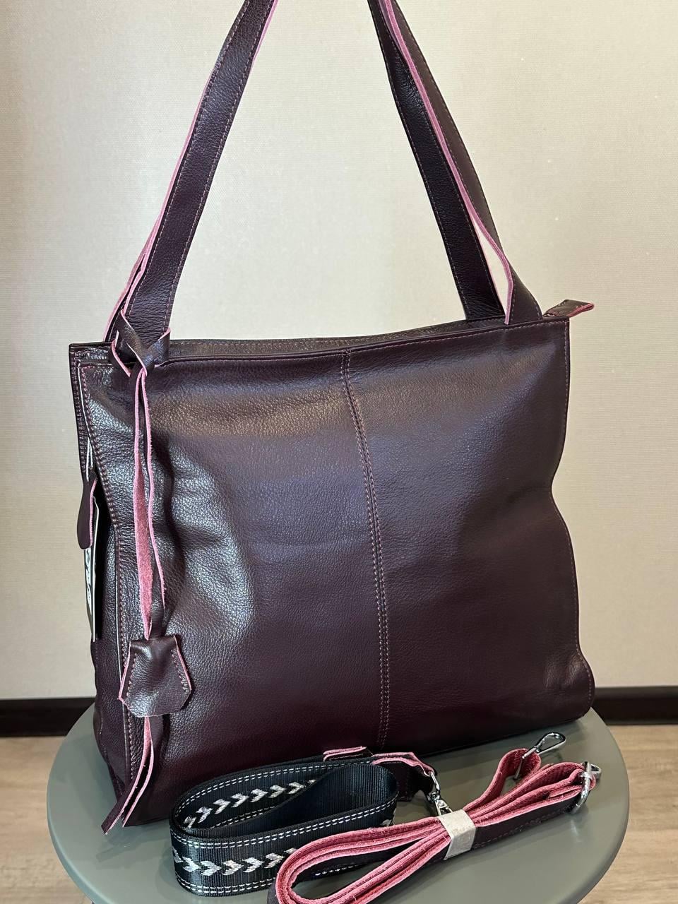 Сумка жіноча 3713/1 із натуральної шкіри Бордовий