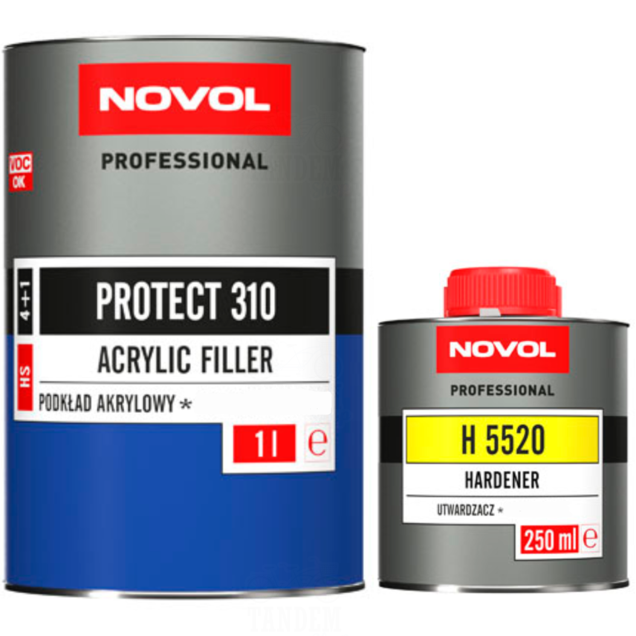 Грунт-наполнитель акриловый NOVOL Protect 310 4:1 HS 1 л/250 мл Серый