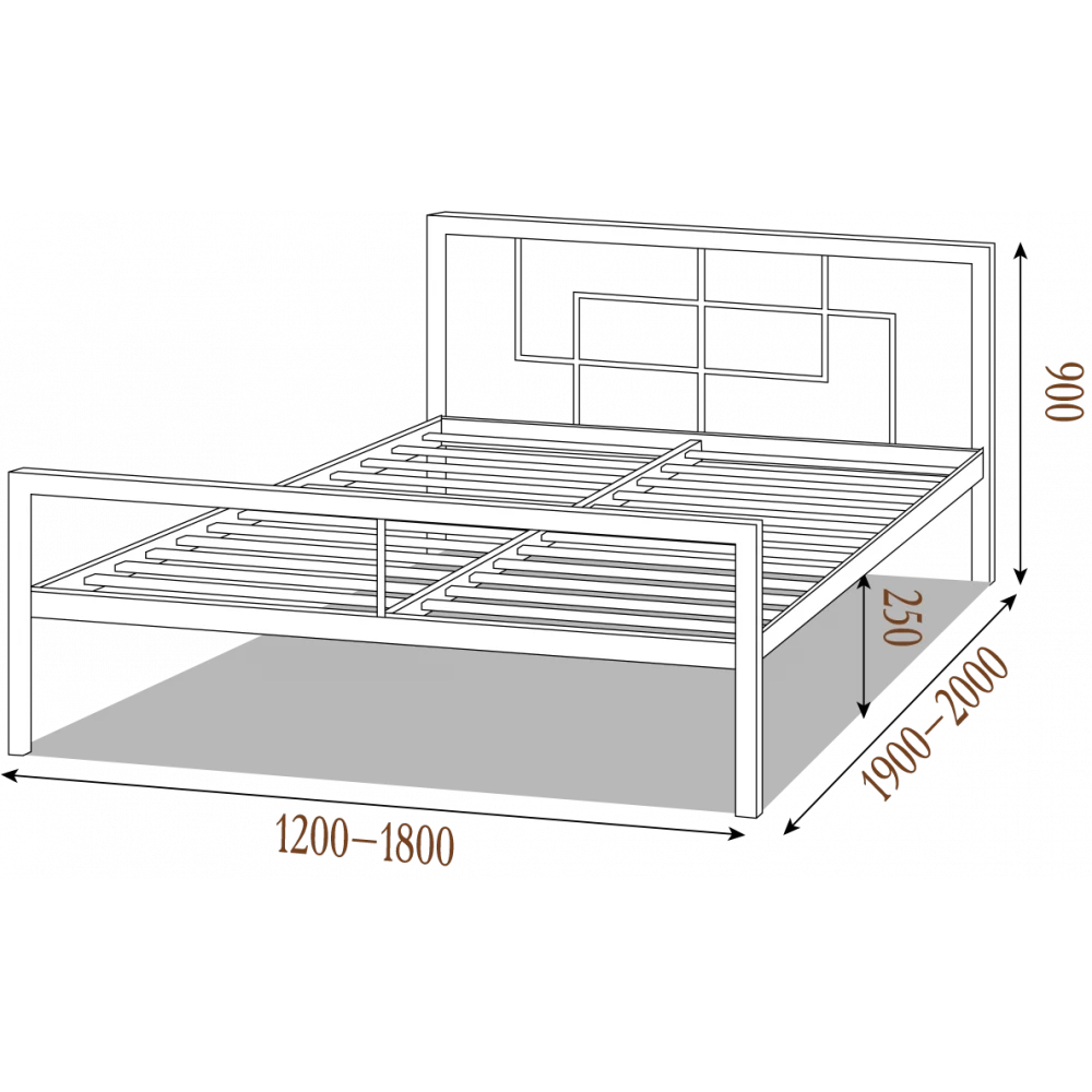 Ліжко металеве Квадро 180х190 см Чорний - фото 2