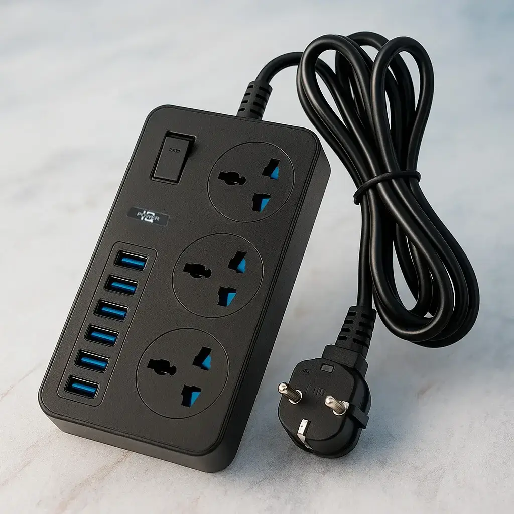 Удлинитель электрический AR CP02 с 3 розетками и 6 USB 3000 Вт 2 м