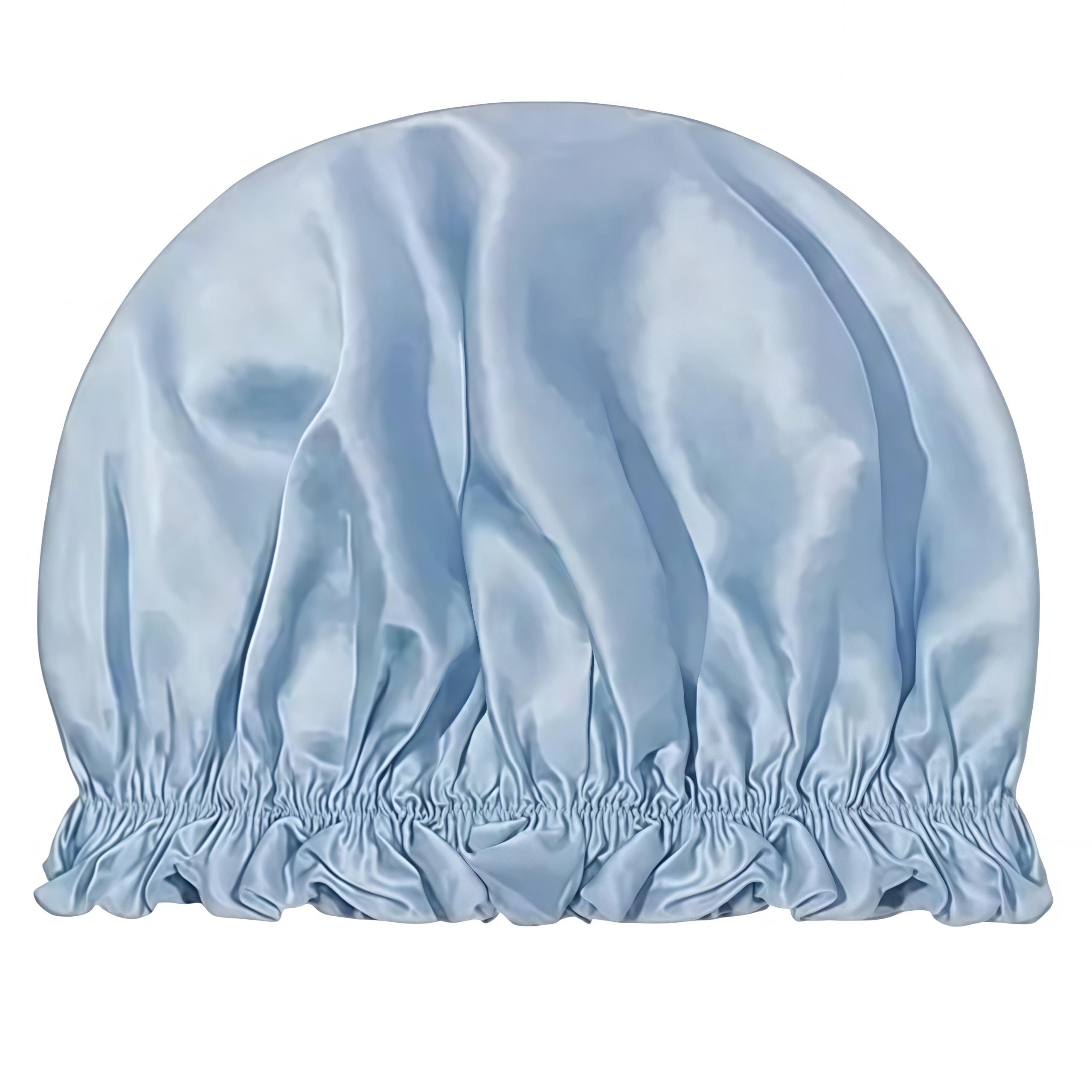 Шелковая шапочка для сна и душа с мягким краем 29х20 см Голубой