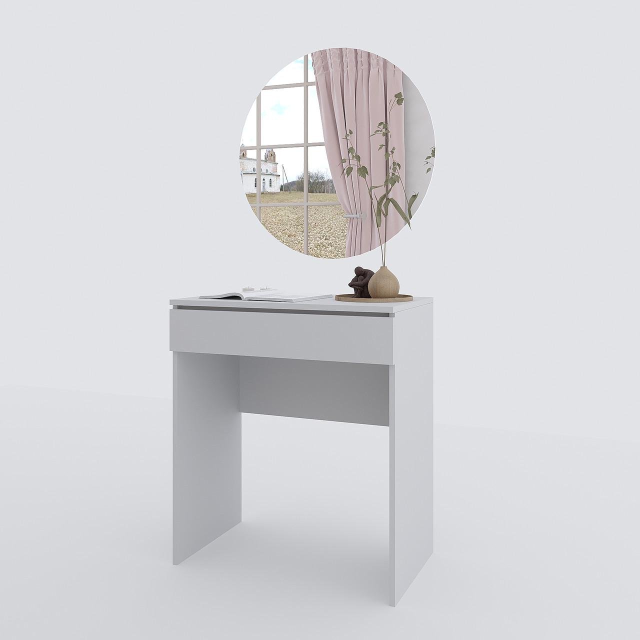 Туалетний столик New and Classic із круглим дзеркалом 750x700x450 мм Сірий (ТЗ-софт-8) - фото 3 Туалетний столик New and Classic із круглим дзеркалом 750x700x450 мм Сірий (ТЗ-софт-8) - фото 3