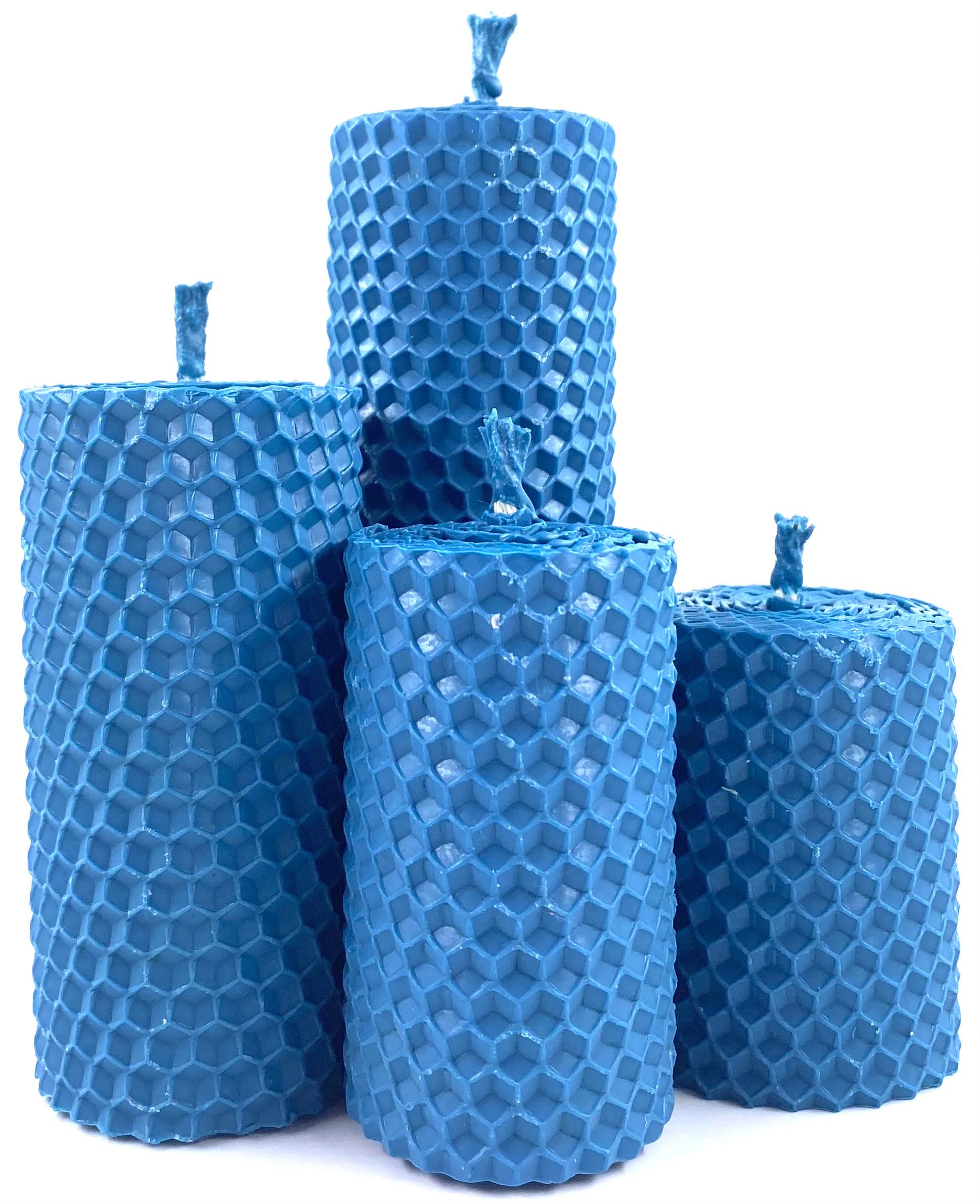 Набор 4-х декоративных свечей из натуральной вощины Синий (1578)