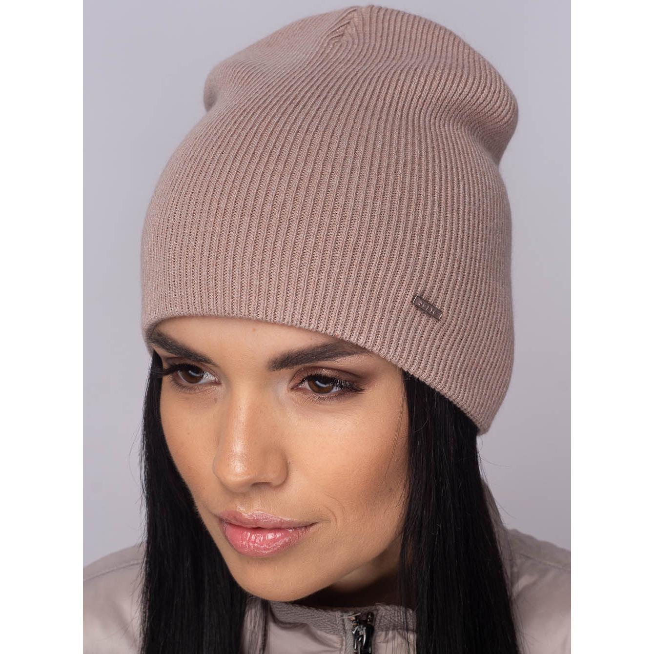 Шапка жіноча напіввовняна Leks Греммі one size Пудровий - фото 1