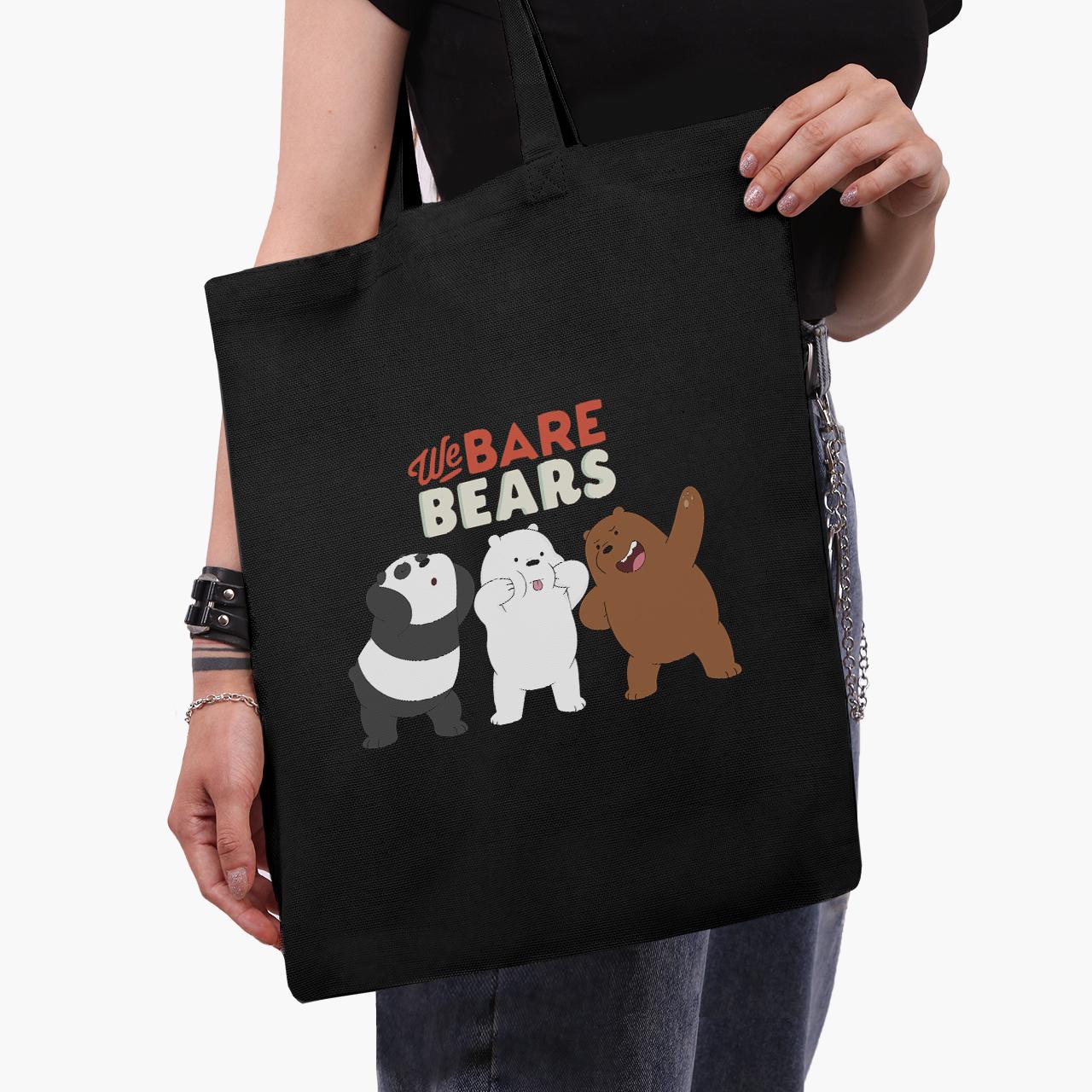 Еко сумка шоппер We Bare Bears 41x35 см Чорний (9227-2667-BK) - фото 2