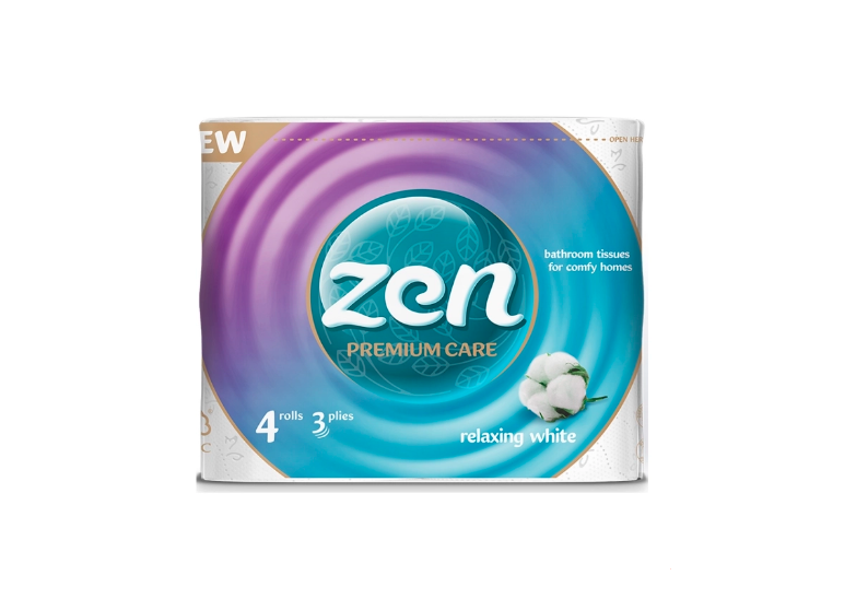 Туалетний папір ZEN Premium Care Relaxing 3-шаровий 4 рул. White (36517180)