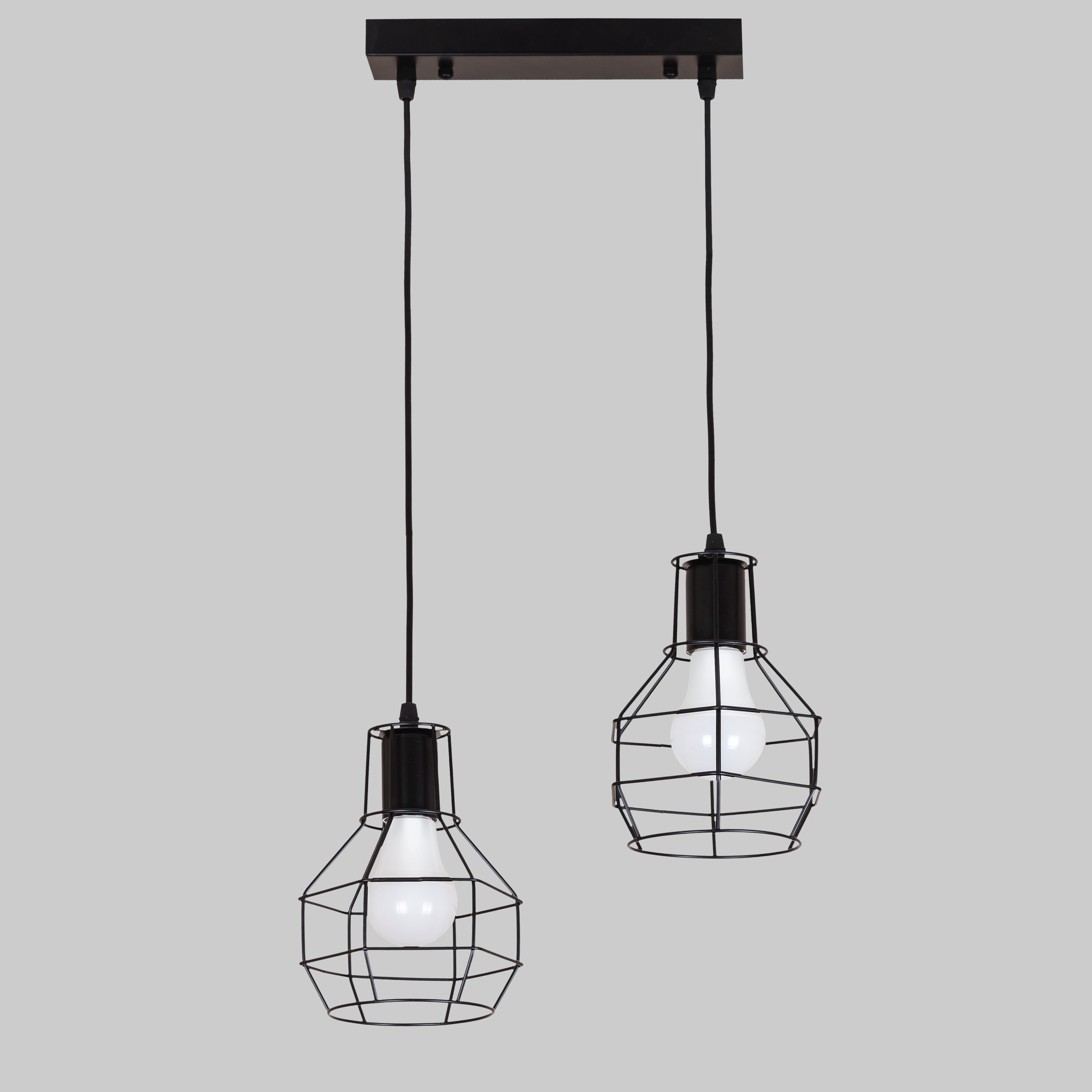 Люстра подвесная Black Industrial Dual в стиле лофт на 2 лампы Черный (56-PR1618F-2 BK (250))