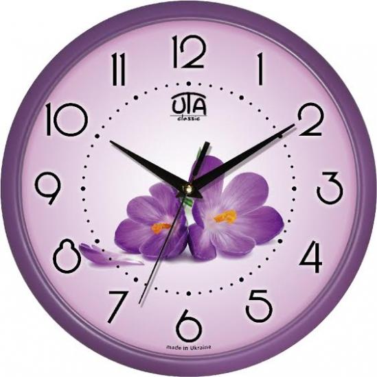 Годинник настінний UTA Classic Фіалки 30x30 см Purple (118476)