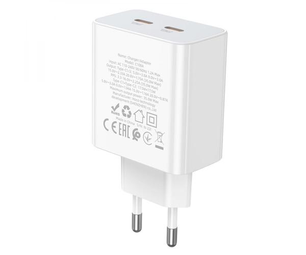 Устройство зарядное сетевое Hoco C108A Leader PD35W/QC3.0 White Устройство зарядное сетевое Hoco C108A Leader PD35W/QC3.0 White