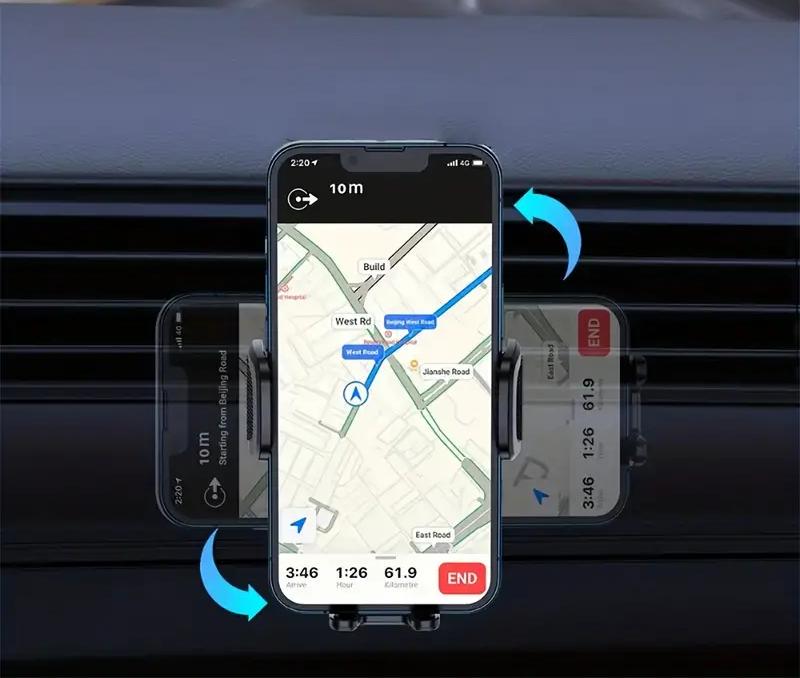 Автодержатель для телефона на дефлектор с вертикальной и горизонтальной ориентацией 103x106x53 мм Черный (D-0089) - фото 4 Автодержатель для телефона на дефлектор с вертикальной и горизонтальной ориентацией 103x106x53 мм Черный (D-0089) - фото 4