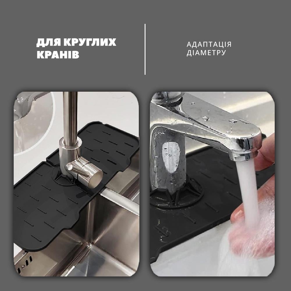 Коврик-подставка на умывальник для губок/мочалок/мыла для кухни и ванной 37х14 см Черный (23942252) - фото 3