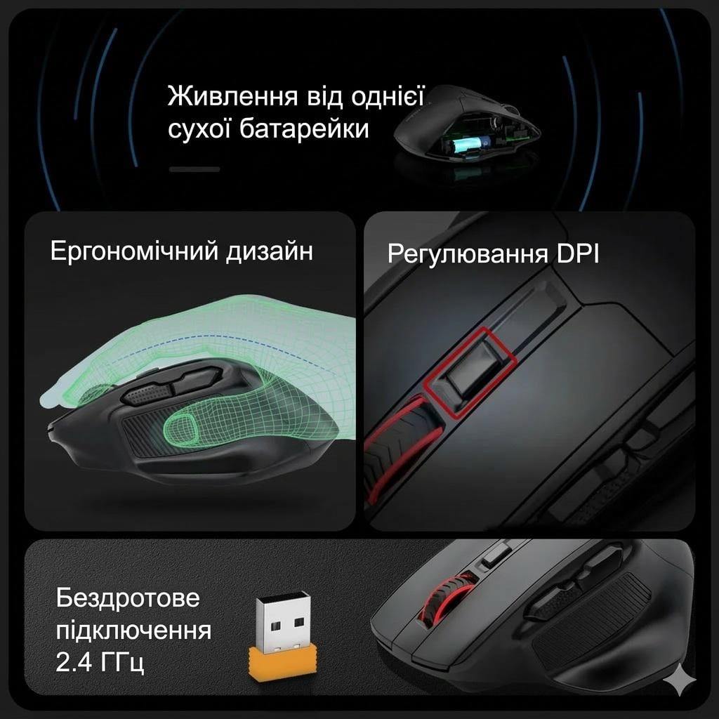 Миша бездротова комп'ютерна E-YOOSO X31 Pro Чорний - фото 4