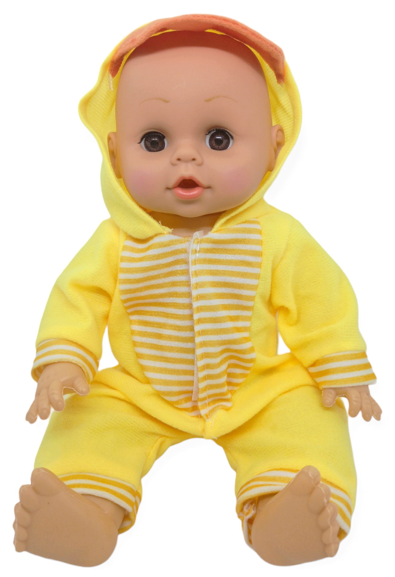 Пупс кукла Little baby с бутылочкой в костюме утенок 29,5 см