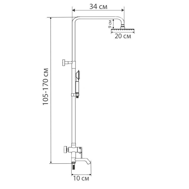 Душова колона Haiba HANSBERG 009-J зі змішувачем та подовжувачем (HB0923) - фото 2
