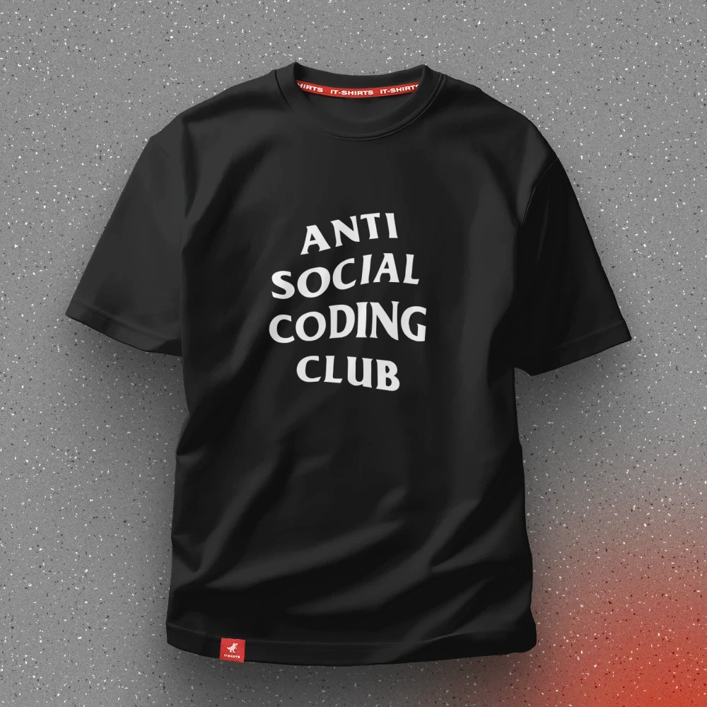 Футболка программиста Anti Social Coding Club в стиле известного бренда XS Черный (IT-228T-B-XS)