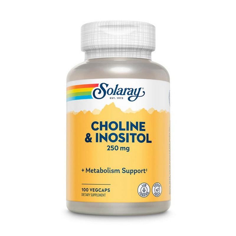 Холін бітартрат 250 мг та інозитол 250 мг Solaray Choline & Inositol 250 mg 100 вег. капс.