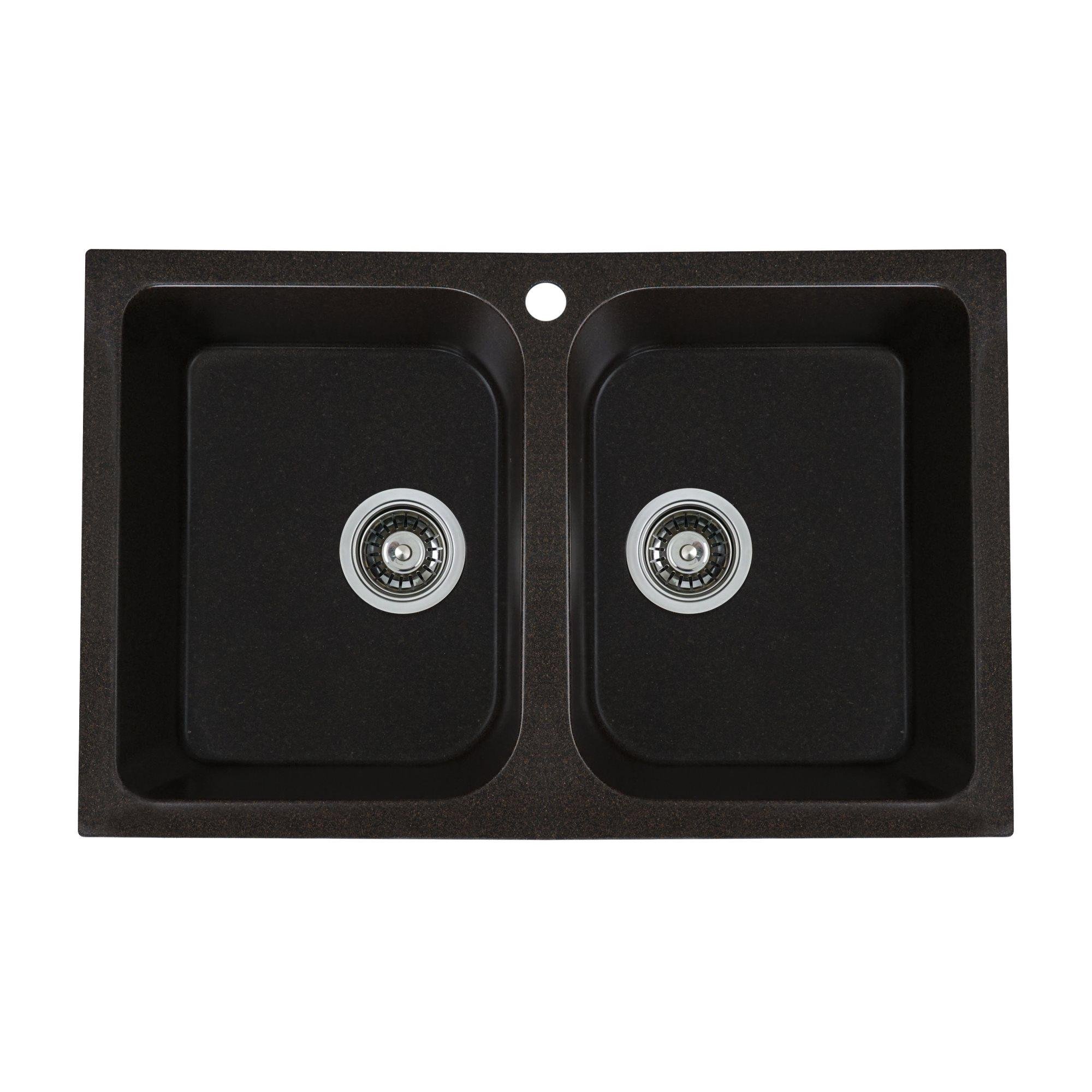 Мойка для кухни гранитная Platinum 7648W TWIN глянцевая Шоколадный