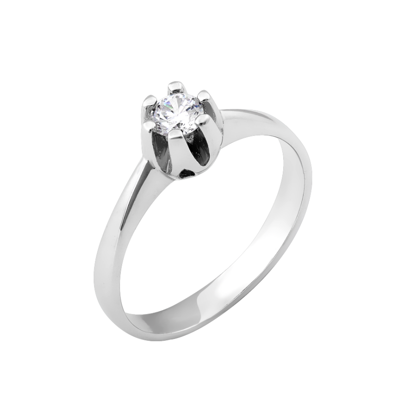 Каблучка срібна Бутон із маленьким фіанітом у центрі р. 18