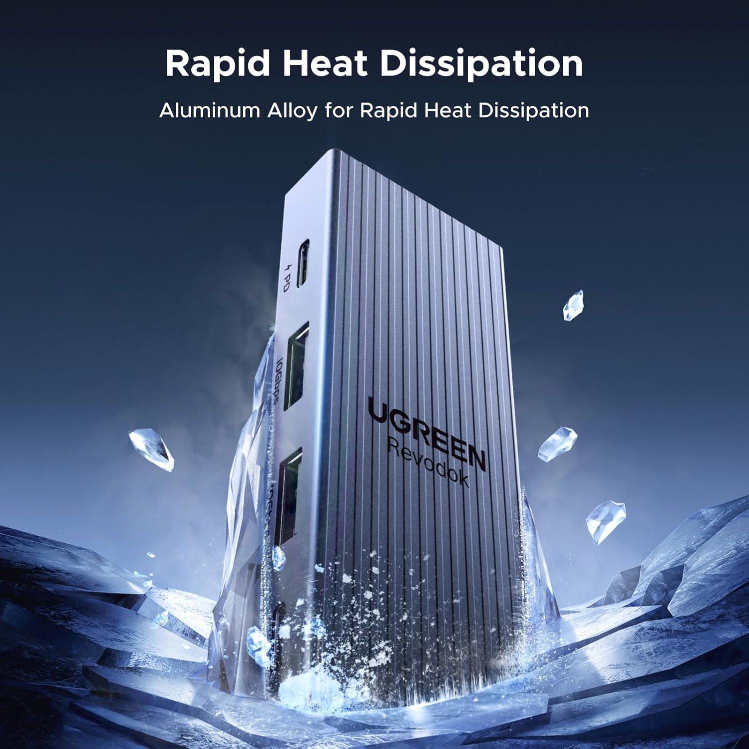 Концентратор UGREEN CM818 Revodok Pro USB-C - DisplayPort 4K 60 Гц мощность 100 Вт и поддержка 10 Гбит/с Grey (75244) - фото 6 Концентратор UGREEN CM818 Revodok Pro USB-C - DisplayPort 4K 60 Гц мощность 100 Вт и поддержка 10 Гбит/с Grey (75244) - фото 6