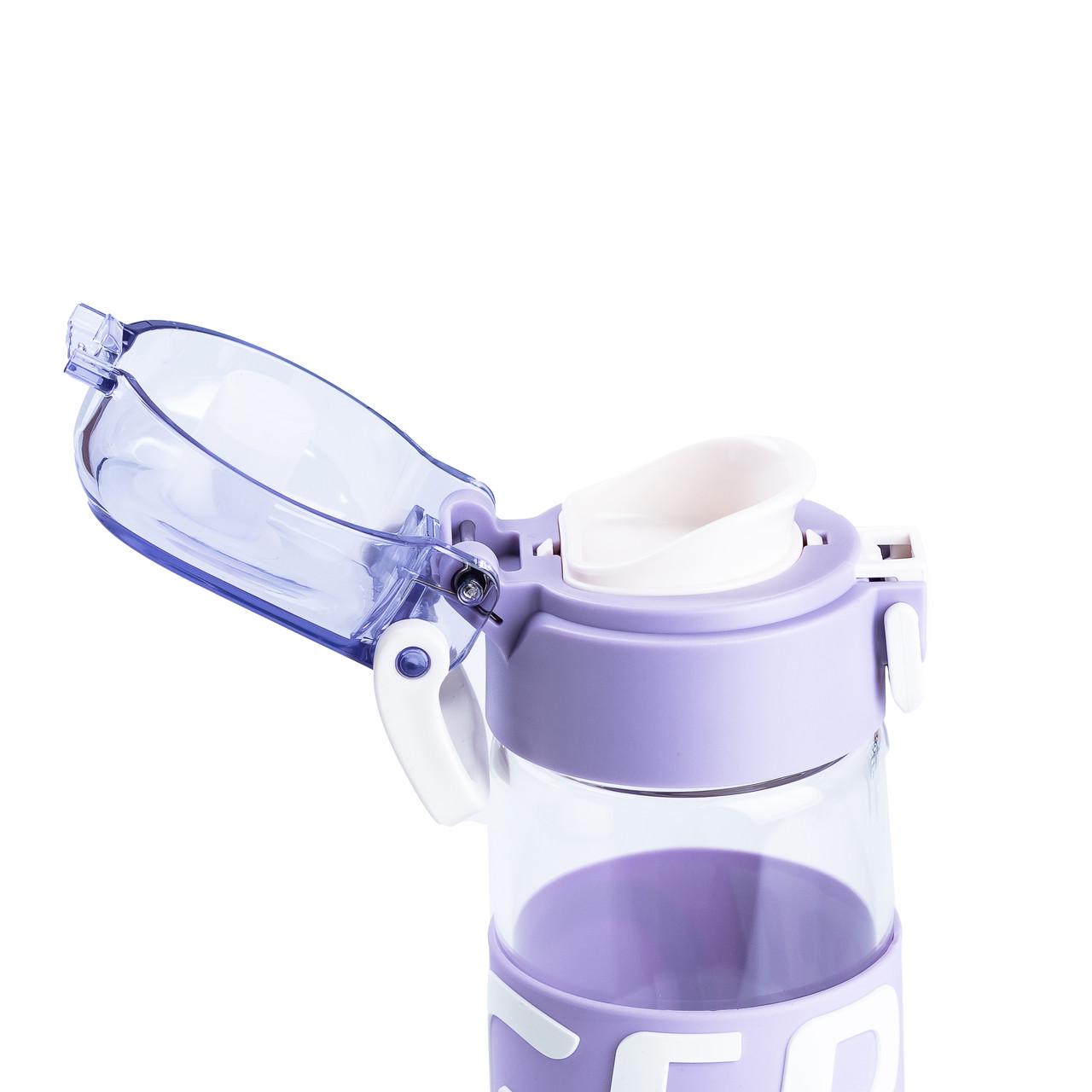 Пляшка для води скляна з пластиковою кришкою 460 мл Фіолетовий (4290) - фото 2