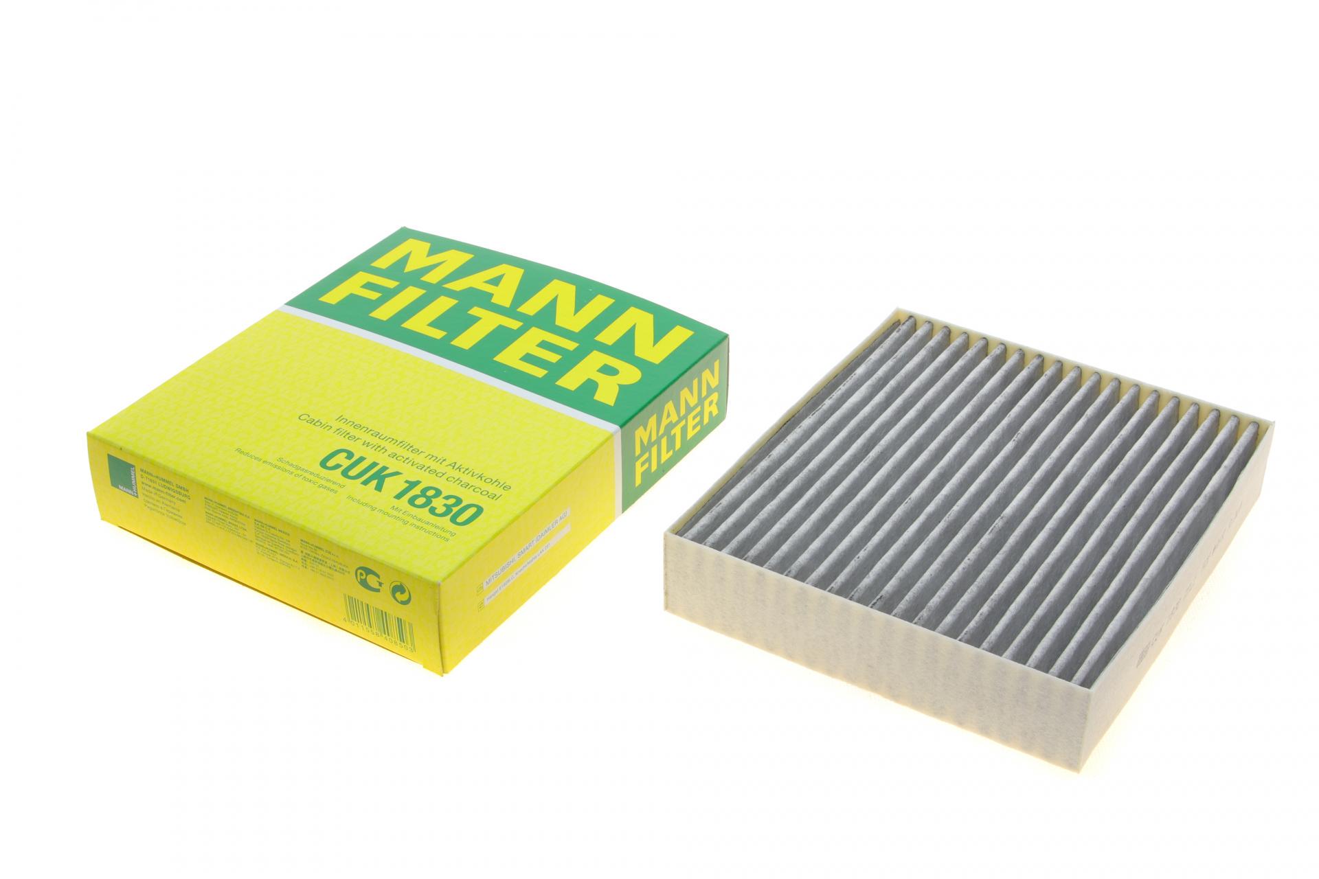 Фильтр салона Mann-Filter для Mitsubishi Colt 04-12/Smart Forfour 04-06/Roadster 03-05 угольный (CUK 1830) Фильтр салона Mann-Filter для Mitsubishi Colt 04-12/Smart Forfour 04-06/Roadster 03-05 угольный (CUK 1830)