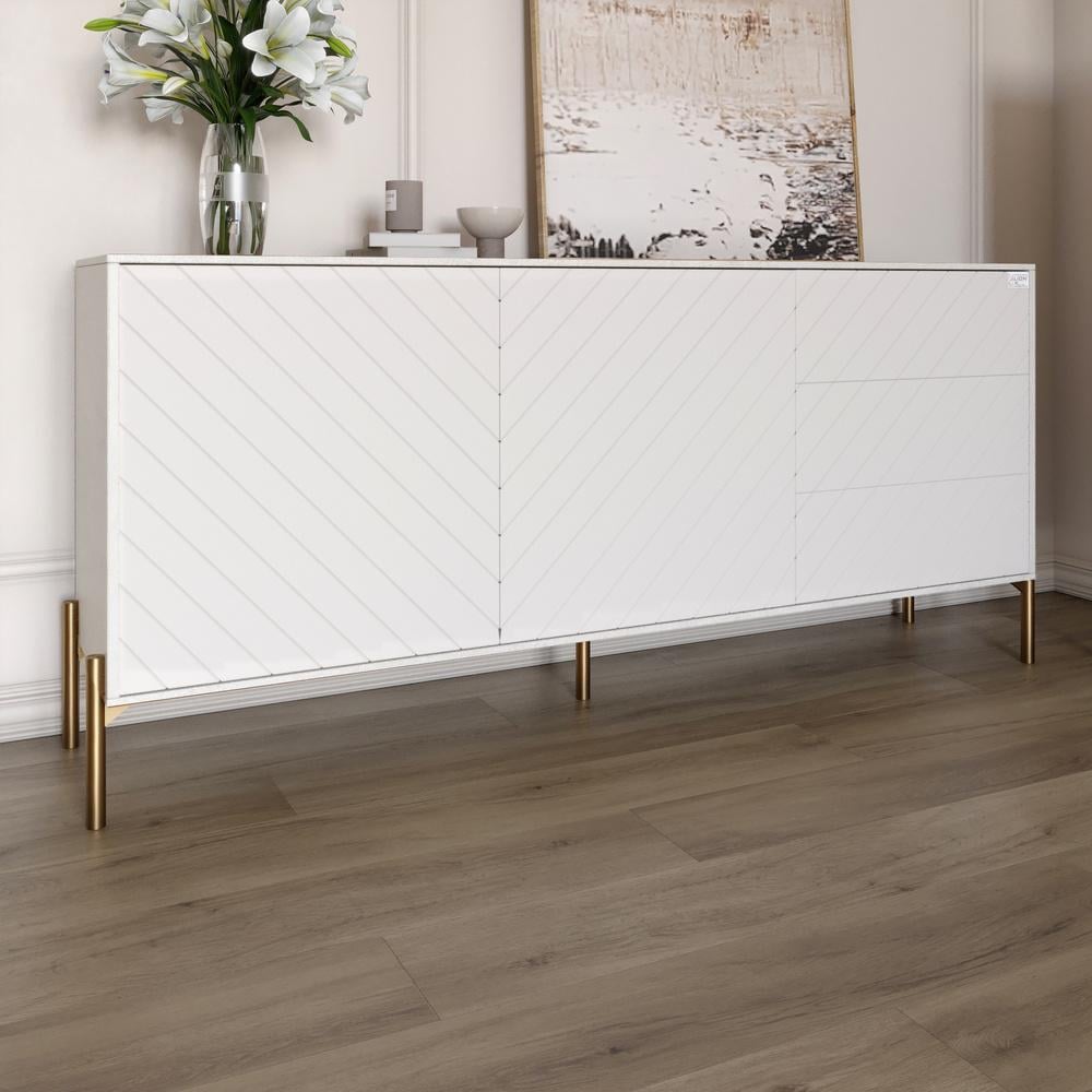 Тумба под телевизор Lion Амарант с золотыми металлическими ножками 168x40x76,5 см Бетон Style/Белый (000-000-2408)