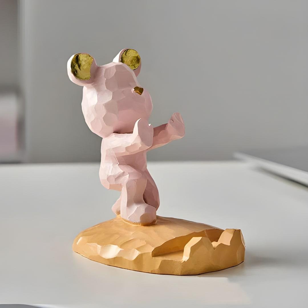 Подставка для телефона Медвежонок 10,5х8,5 см Розовый с золотым Подставка для телефона Медвежонок 10,5х8,5 см Розовый с золотым