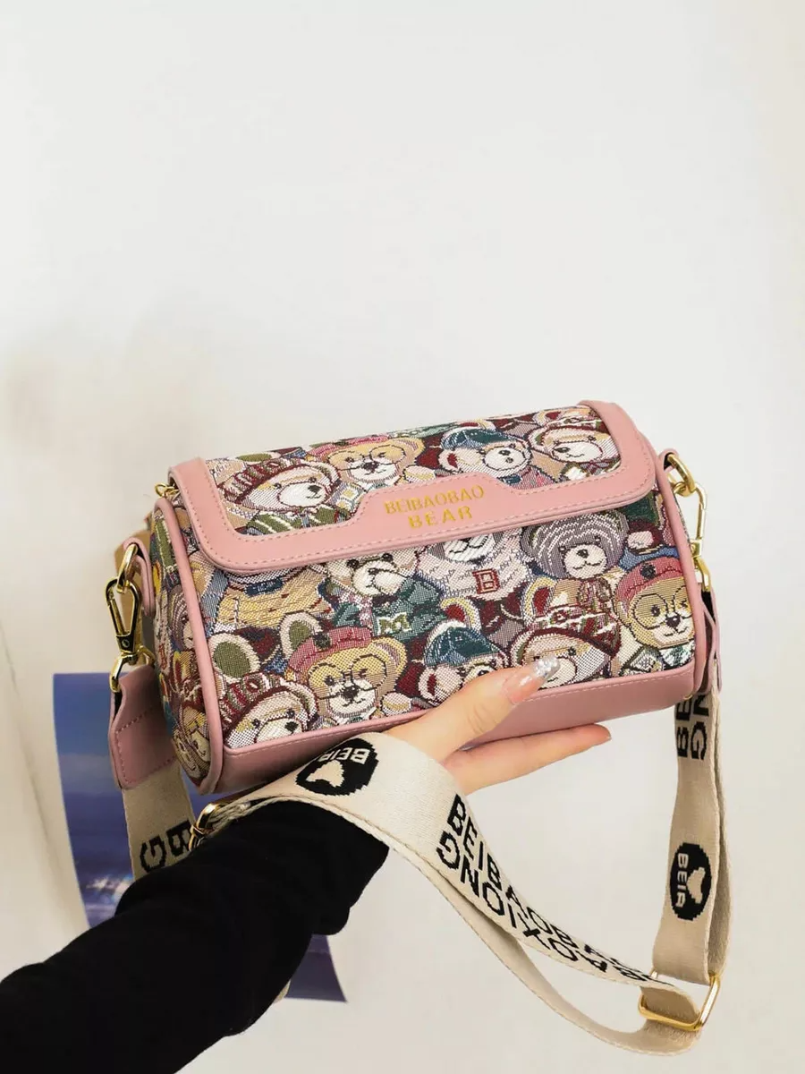 Жіноча сумка невелика через плече з ведмедиками Рожевий - фото 3 Жіноча сумка невелика через плече з ведмедиками Рожевий - фото 3